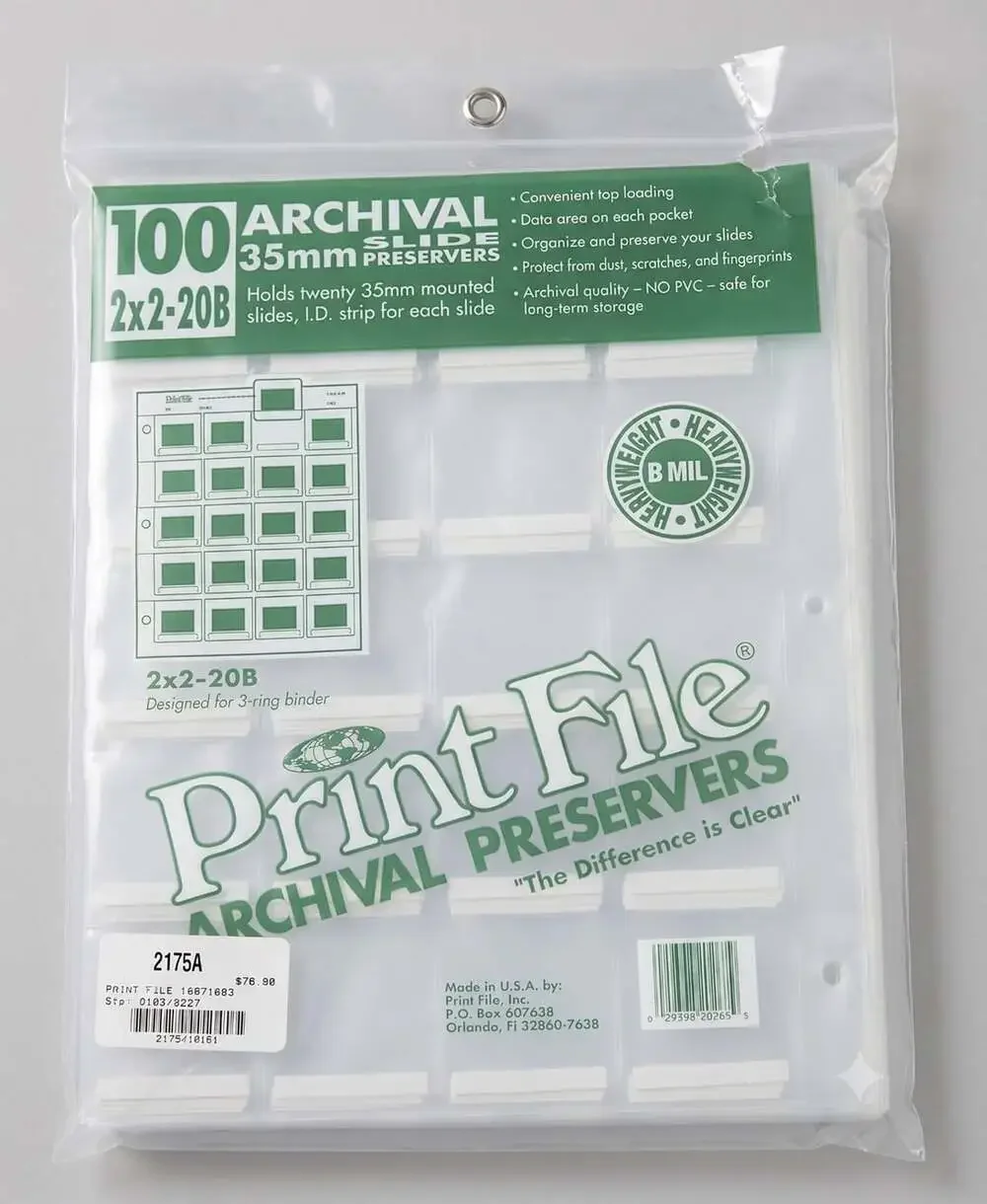 Vintage Print File 35mm Slide Holders Model 2x2-20B ~70 New Pages (Opened Pkg)